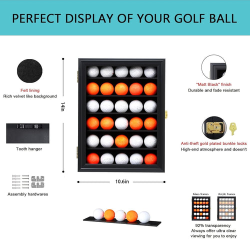 30 Golf Ball Display Case Cabinet Wall,Golf Ball Display Rack,Golf Gift for Golf