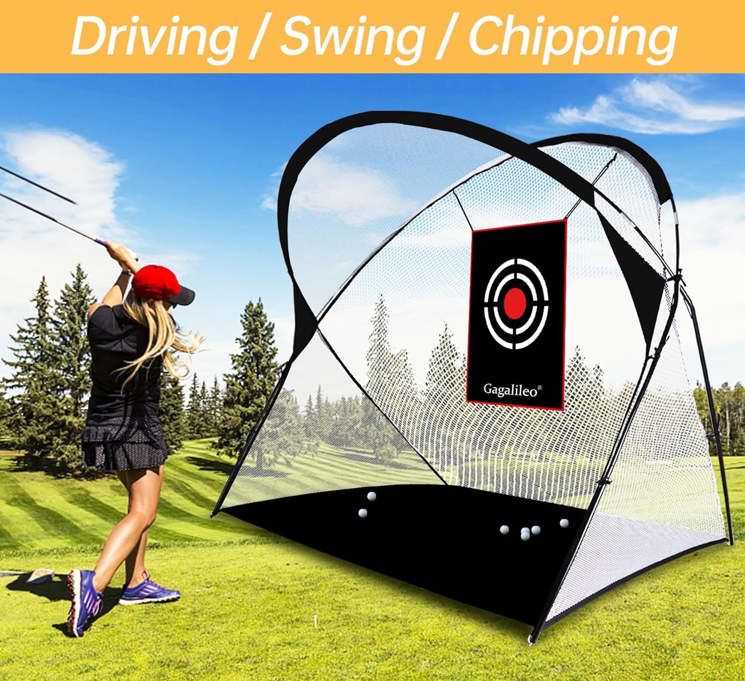 Golf Practice Net Golf Net for Backyard Golf Nets for Indoor Use Driving Range Net Golf Hitting Nets 12X7X6.6FT Home Driving Range Golf Equipment with Target and Carry Bag(Pro White)