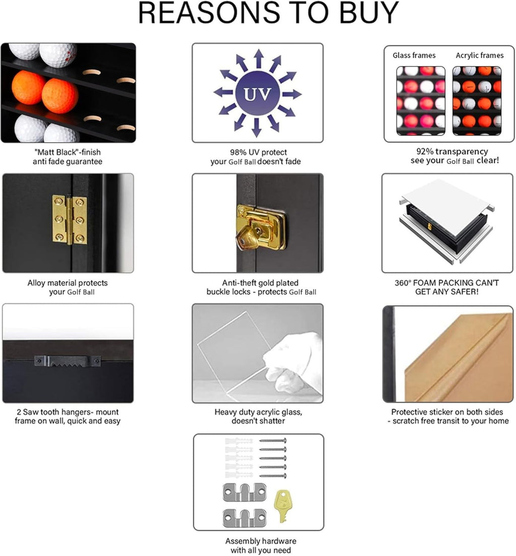 30 Golf Ball Display Case Cabinet Wall,Golf Ball Display Rack,Golf Gift for Golf