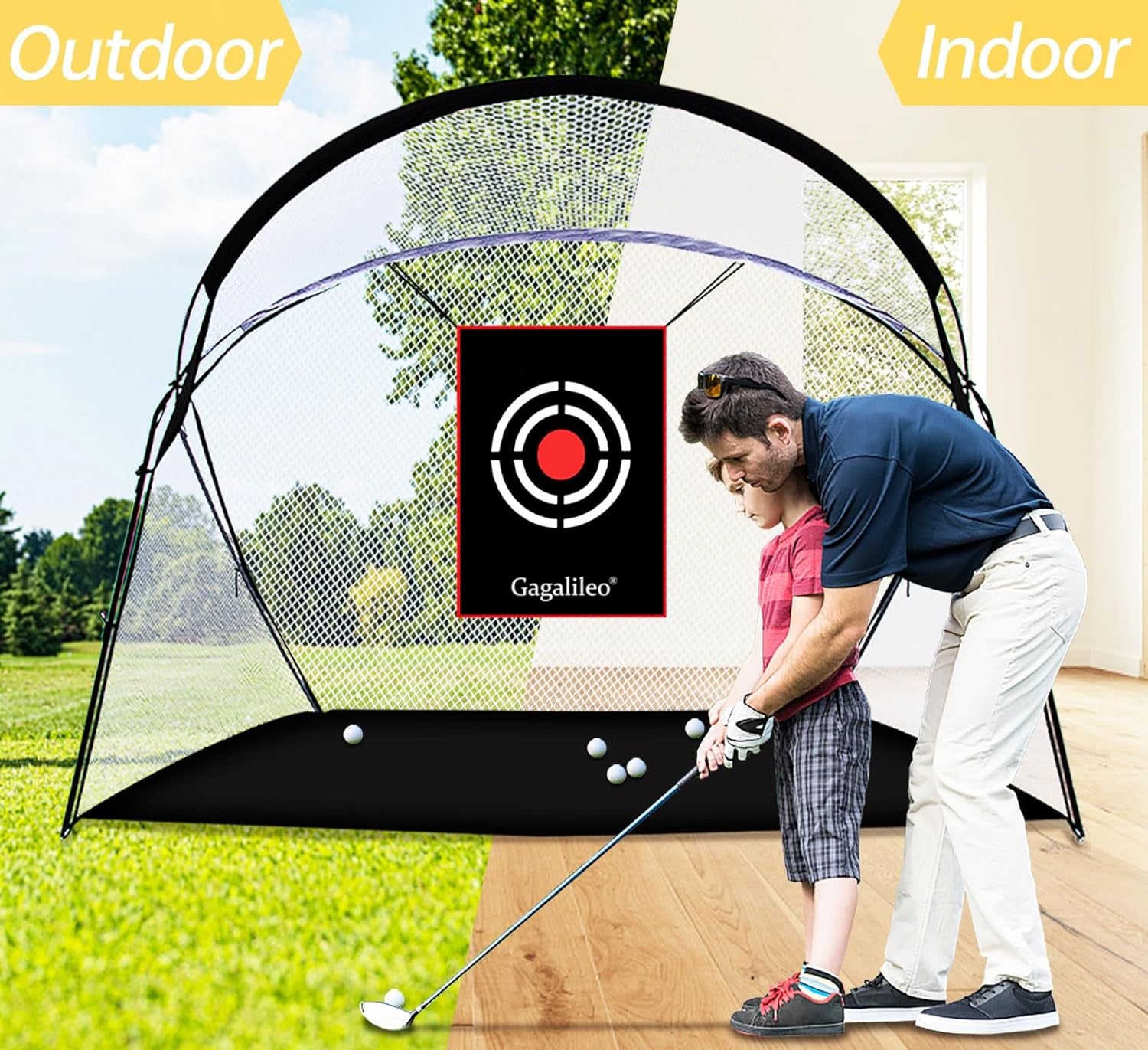 Golf Practice Net Golf Net for Backyard Golf Nets for Indoor Use Driving Range Net Golf Hitting Nets 12X7X6.6FT Home Driving Range Golf Equipment with Target and Carry Bag(Pro White)