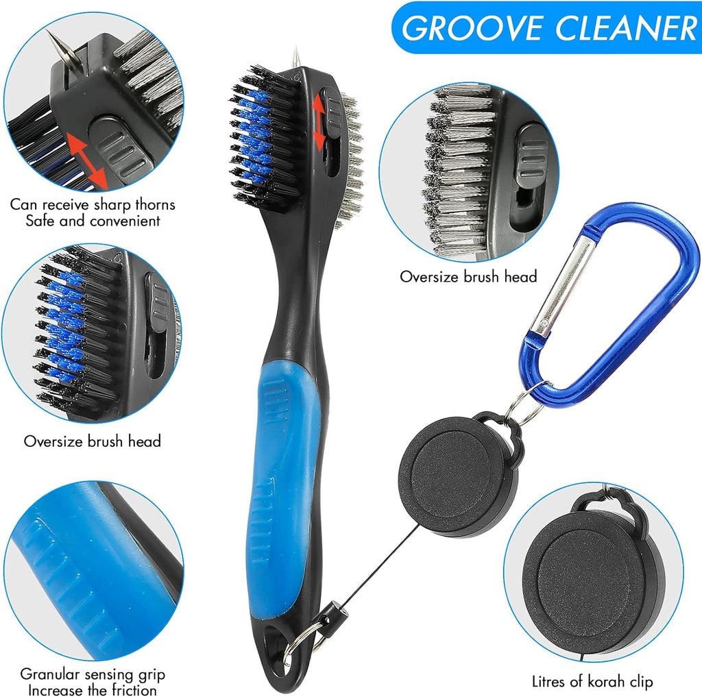 Accessories Set - PRO Retractable Club Brush, Microfiber Waffle Pattern  Towel, Divot Repair Tool, Club Cleaning Kit